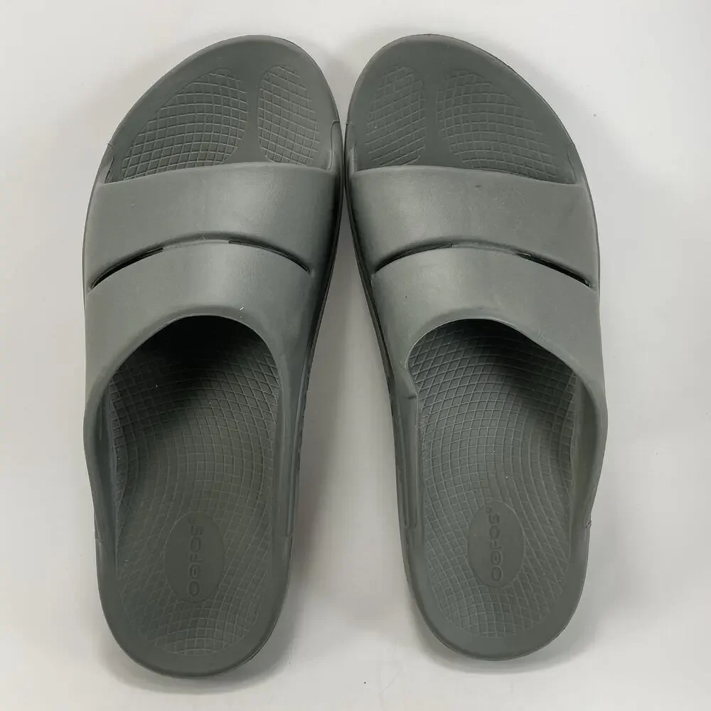 Oofos Ooahh Slide Sandals Mens Size 13 Green Comfort Recovery Relax Shoes